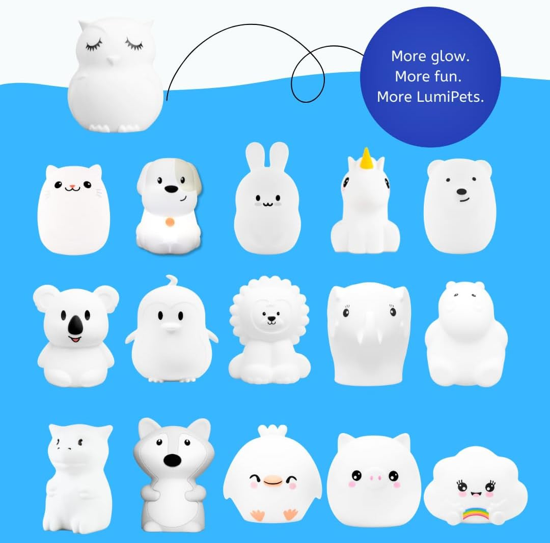 Owl Squishy Night Light for Kids, Silicone Lamp with Remote